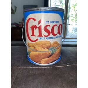 1960’s Vintage 6lb Crisco Can Tin With Handle Metal Can without Lid RARE!!